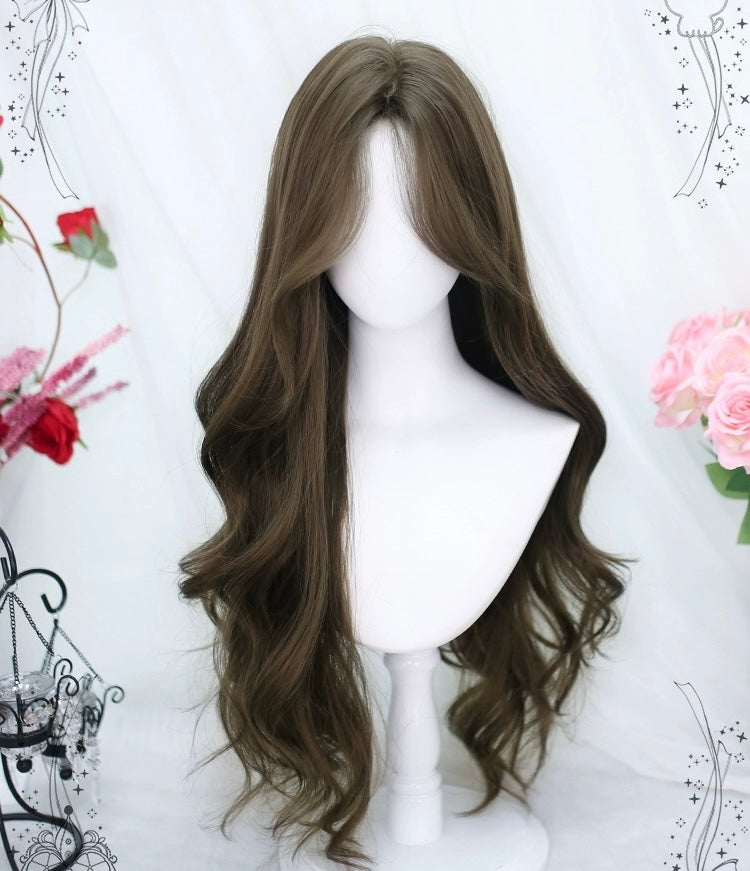 Brown long curly wig HA2407