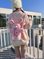 Pink rabbit five-pointed star plush backpack HA2409