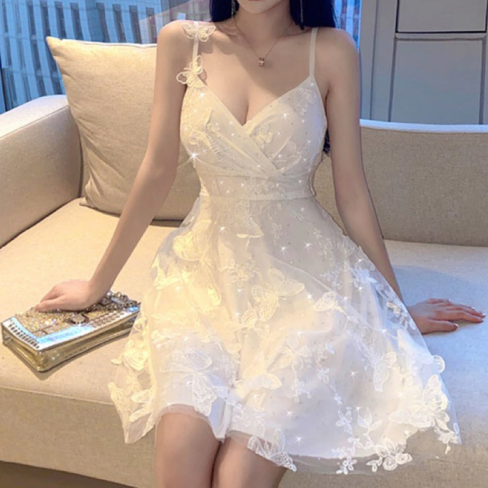 Super Fairy Mesh Puffy Sling Dress   HA1901