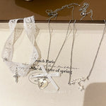 White lace cross clavicle necklace HA2423