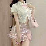 Pink Sequin Low Waist Cake Dress   HA1911