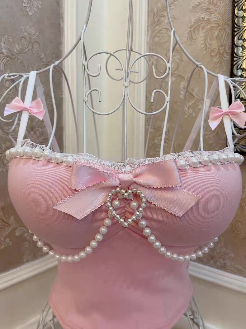 Bow Heart Pearl Tank Top HA2984