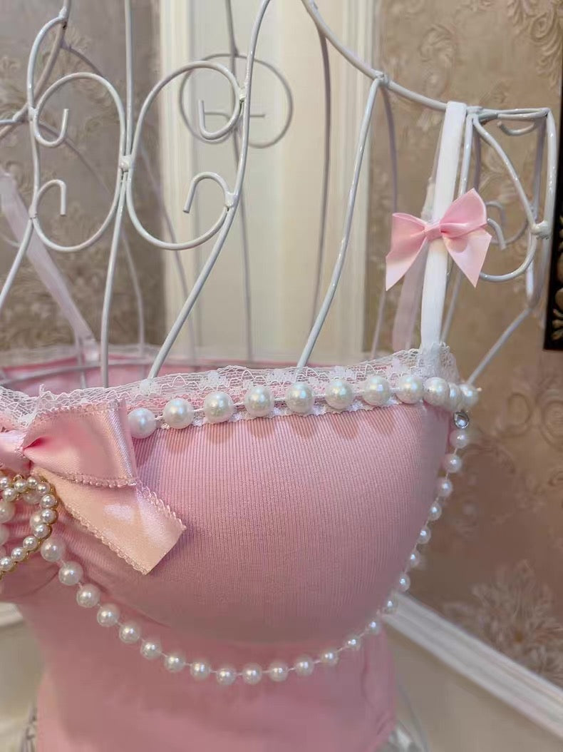 Bow Heart Pearl Tank Top HA2984