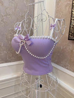 Bow Heart Pearl Tank Top HA2984