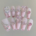 Light pink princess diamond nail art   HA1922