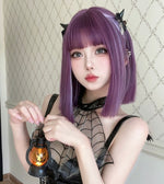 Purple short straight wig HA2566