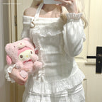 One shoulder love button long sleeve top HA2430