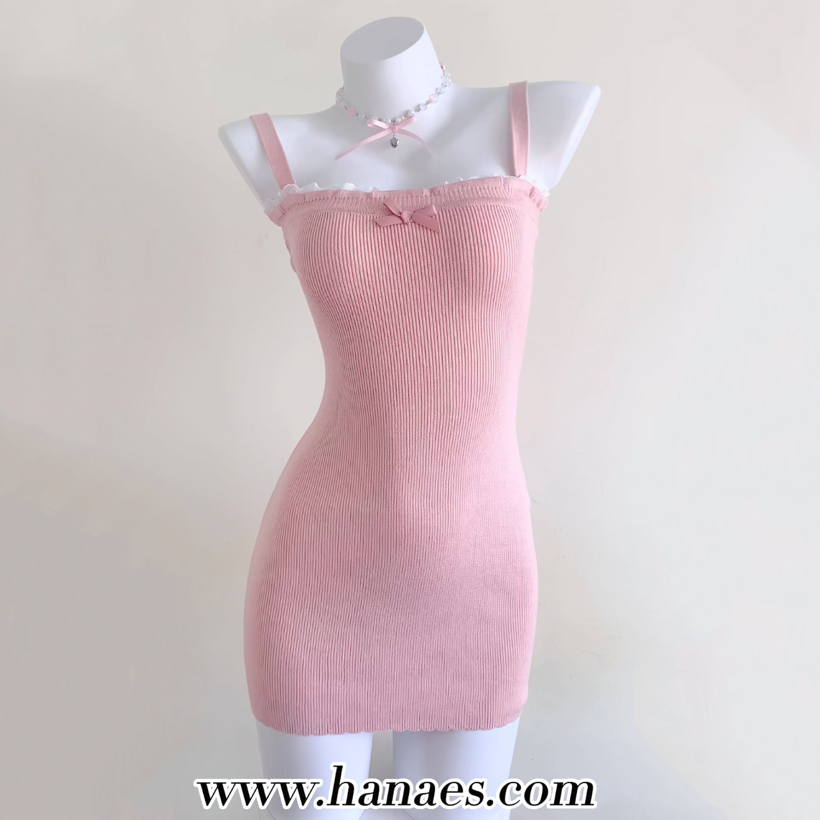 Pink Bow Knit Slip Dress HA1647