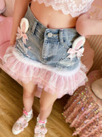 Rabbit ears lace denim shorts HA2434