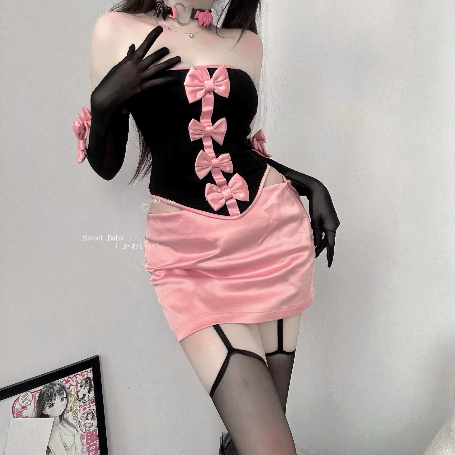 Retro bow tie sweetheart suit HA2440