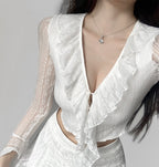Chic white lace suit HA2453