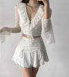 Chic white lace suit HA2453