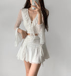 Chic white lace suit HA2453