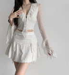 Chic white lace suit HA2453