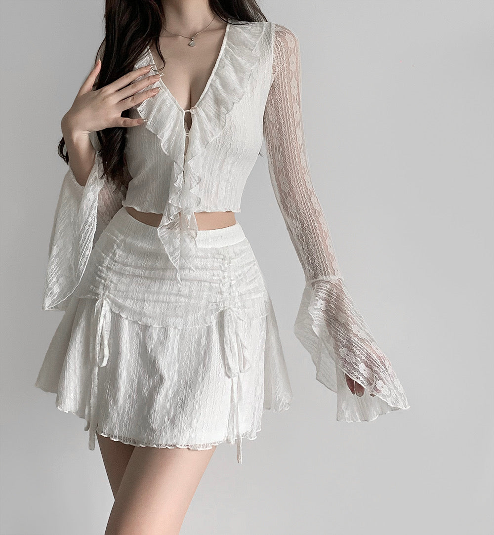 Chic white lace suit HA2453