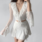 Chic white lace suit HA2453