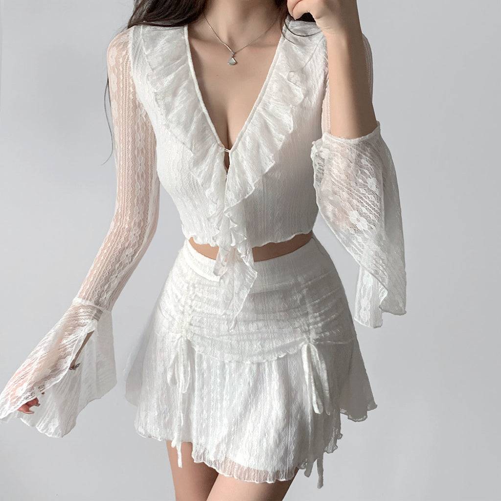 Chic white lace suit HA2453