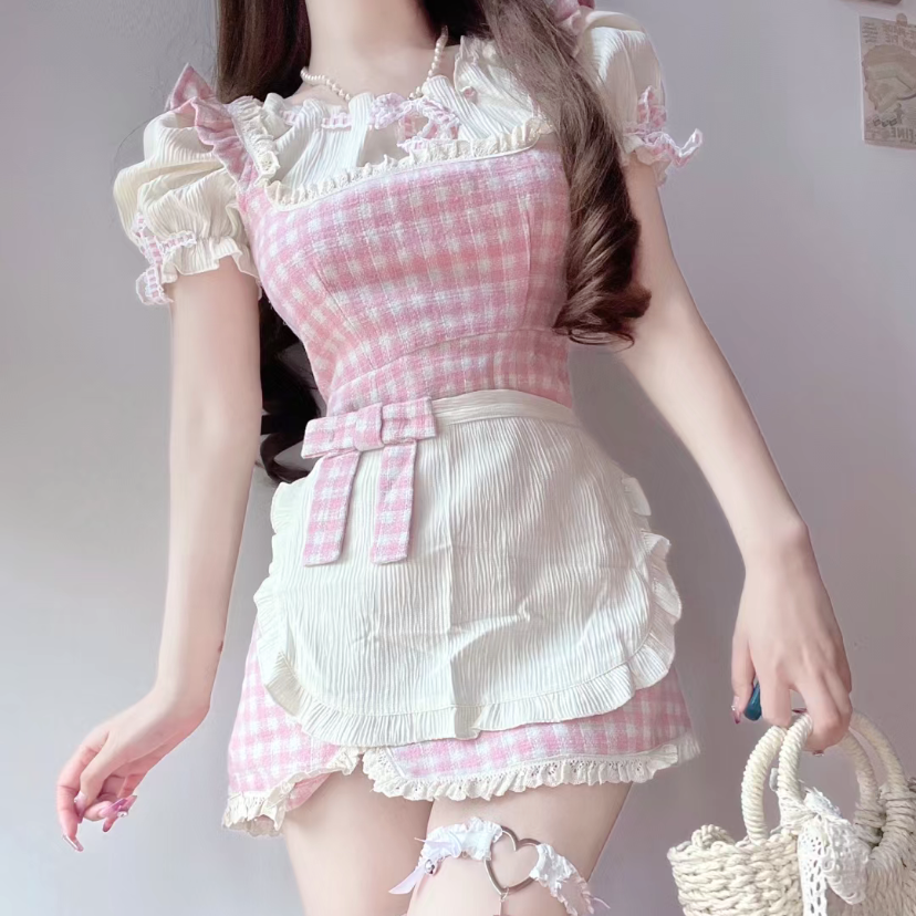 Sweet Plaid Sling Dress   HA1945