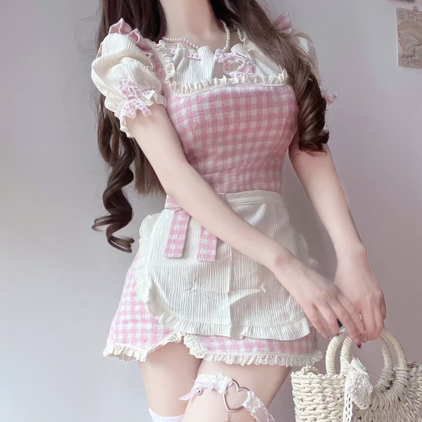 Sweet Plaid Sling Dress   HA1945