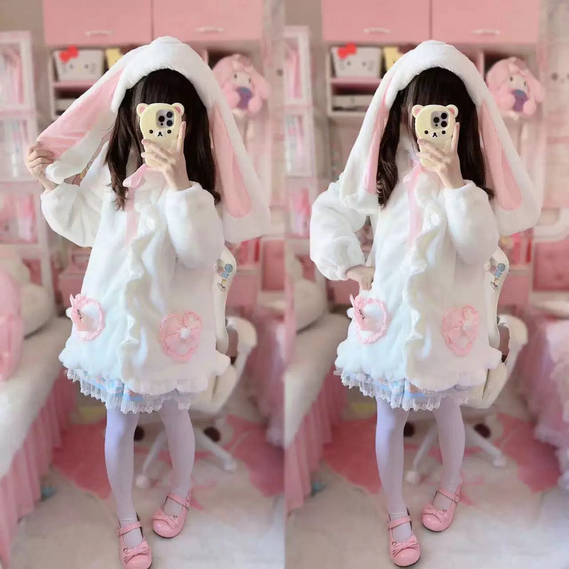 Cute rabbit ears plush coat HA2760