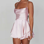 Satin strappy suspender dress HA2575