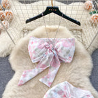 Pink floral two-piece suit HA2448