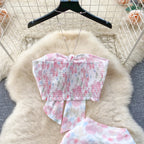 Pink floral two-piece suit HA2448