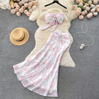 Pink floral two-piece suit HA2448