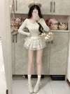 White sweet lace suit HA2739