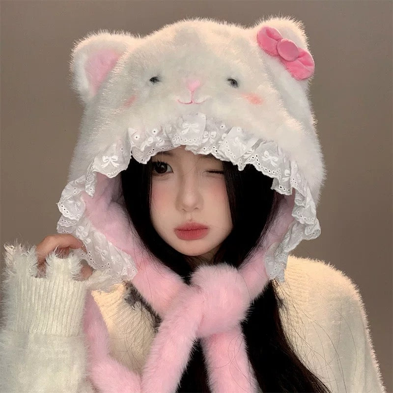 Cute Bow Plush Hat HA2740