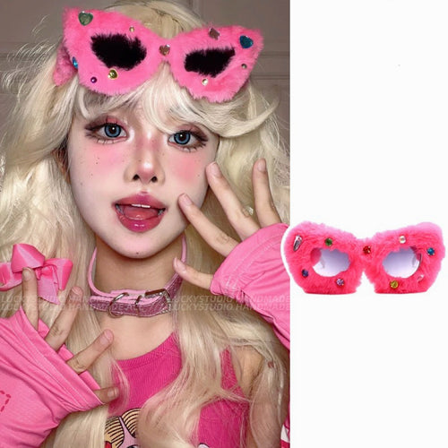 Pink furry sunglasses headband HA2591