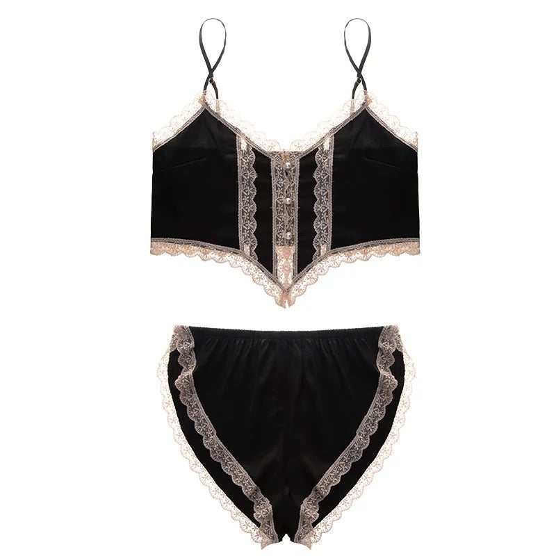 Ice silk lace suspender suit HA2863