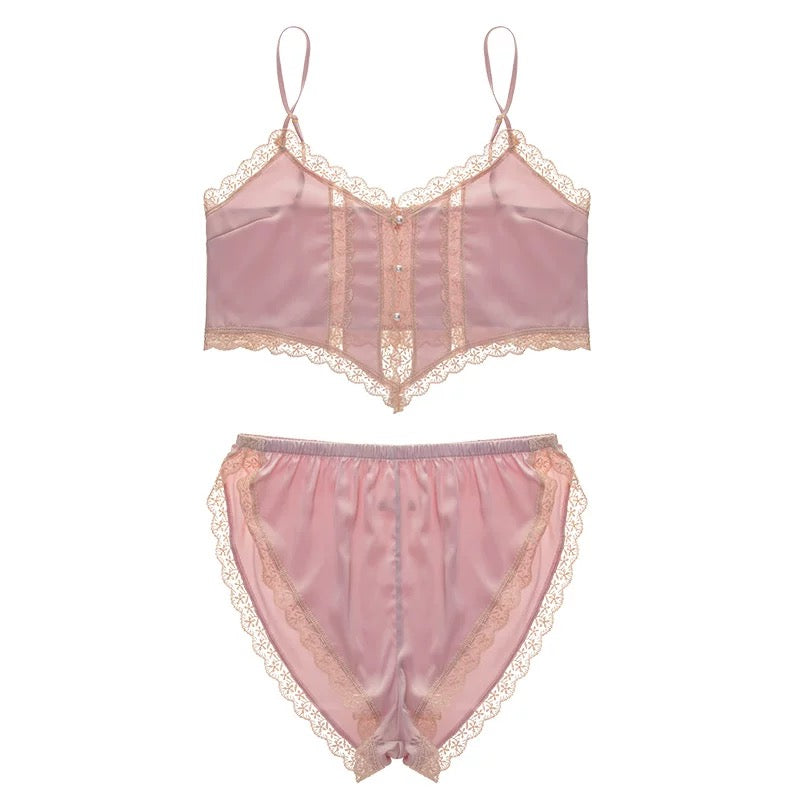 Ice silk lace suspender suit HA2863