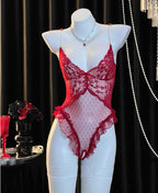 Red lace jumpsuit HA3000