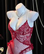 Red lace jumpsuit HA3000