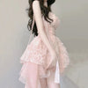 Pink suspender gauze dress HA2285