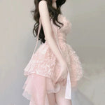 Pink suspender gauze dress HA2285