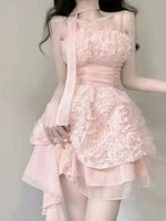 Pink suspender gauze dress HA2285