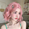 Pink short curly wig HA2294