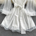 Lace V-neck waist dress HA2460