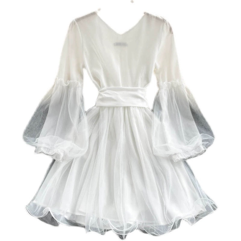 Lace V-neck waist dress HA2460