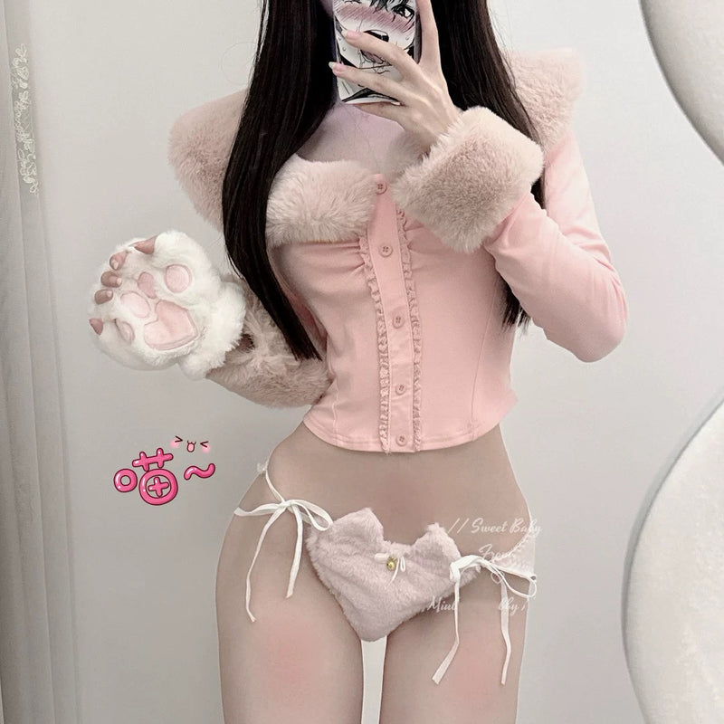 Cute plush cat ear panties HA2752