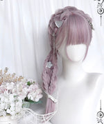 Gray purple long straight wig HA2589