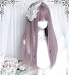 Gray purple long straight wig HA2589