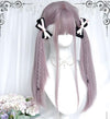 Gray purple long straight wig HA2589