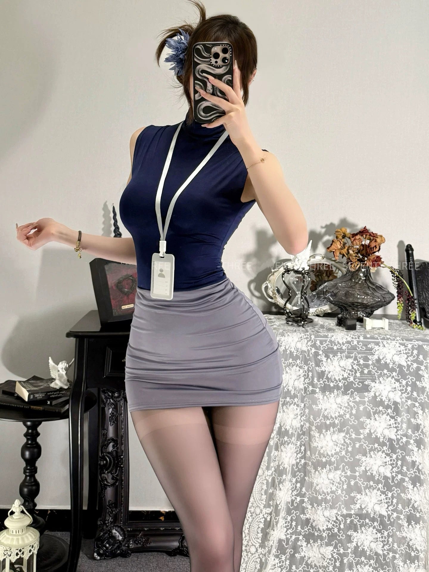 Dark blue gray uniform suit HA3005