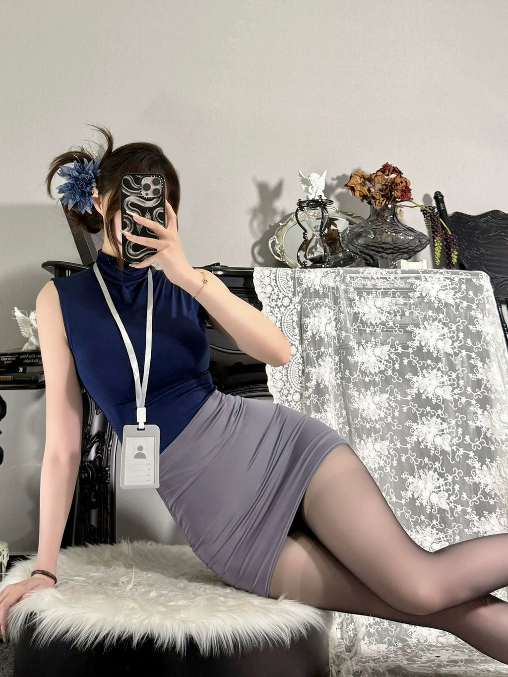 Dark blue gray uniform suit HA3005