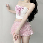 Sweet Tube Top Spice Girl Skirt Two-Piece Set   HA1988