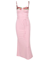 Pink embroidered suspender dress HA2466