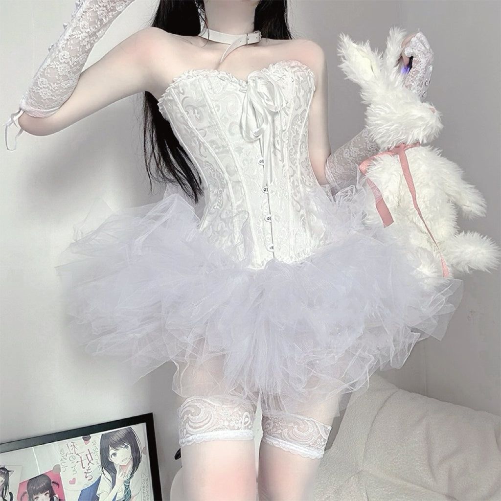 Lace vest tutu skirt suit HA2304